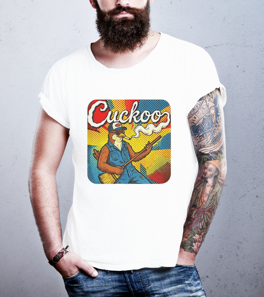 Cuckoo Smoking Bird In Sunglasses Retro Pop T-Shirt
