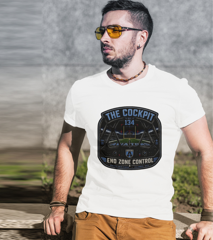 The Cockpit Sec 134 Aviators End Zone Control Historic Crew Stadium Columbus Ohio T-Shirt