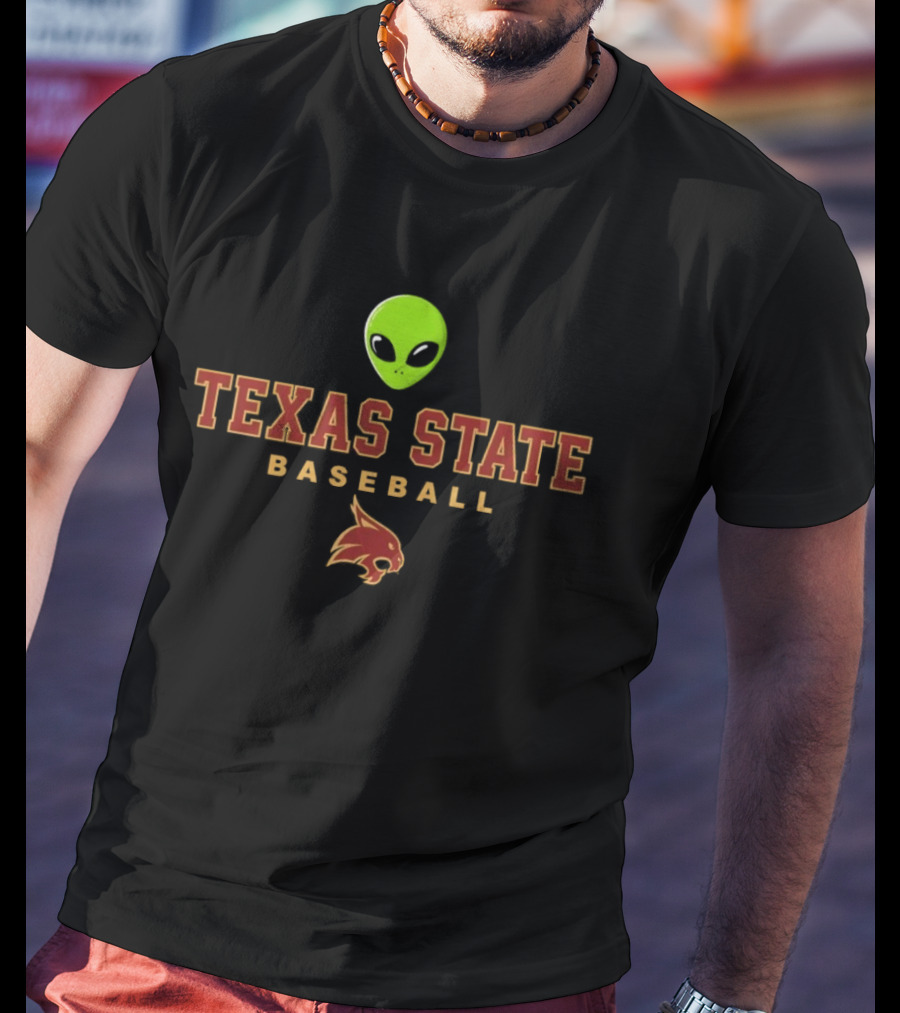 Texas State Baseball Alien Bobcat T-Shirt