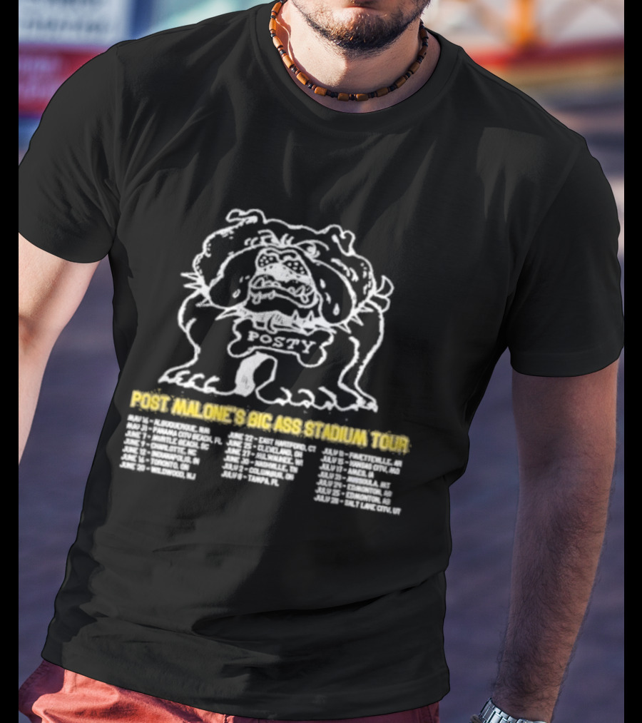 Post Malone's Big Ass Stadium Tour Posty Bulldog T-Shirt