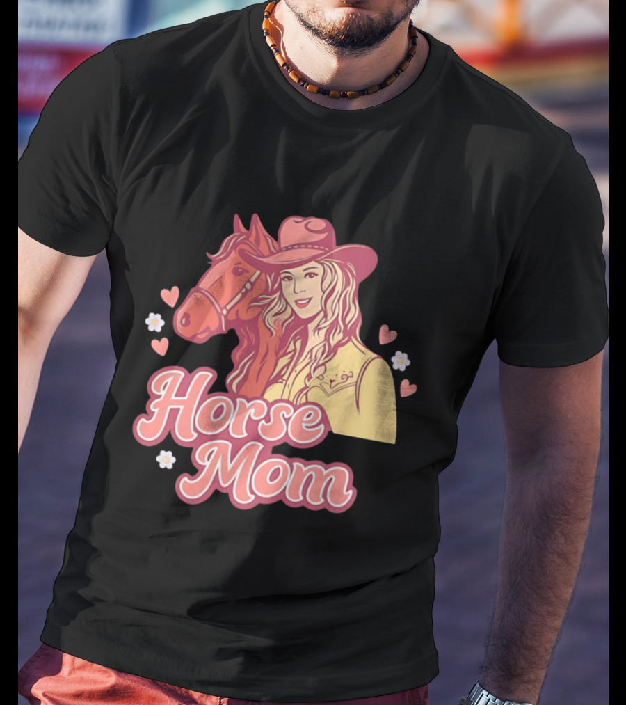 Cowgirl Horse Mom With Mustang And Hearts T-Shirt