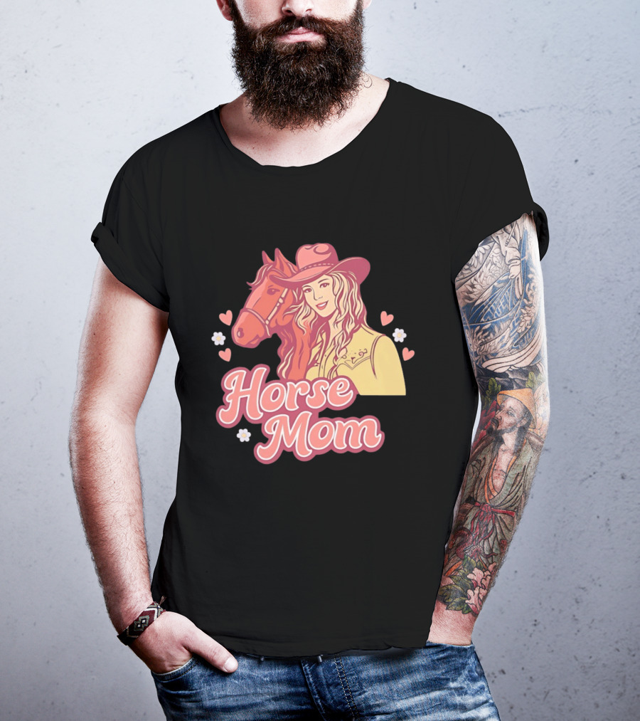 Cowgirl Horse Mom With Mustang And Hearts T-Shirt