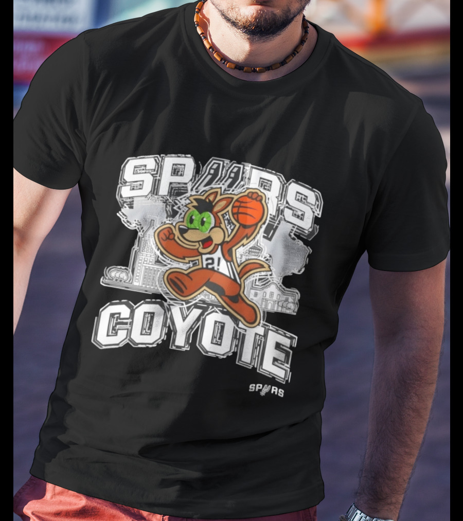 Spurs Coyote Basketball San Antonio City Skyline T-Shirt
