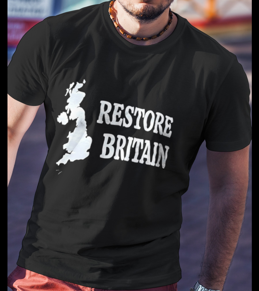 Restore Britain Map Text With United Kingdom T-Shirt