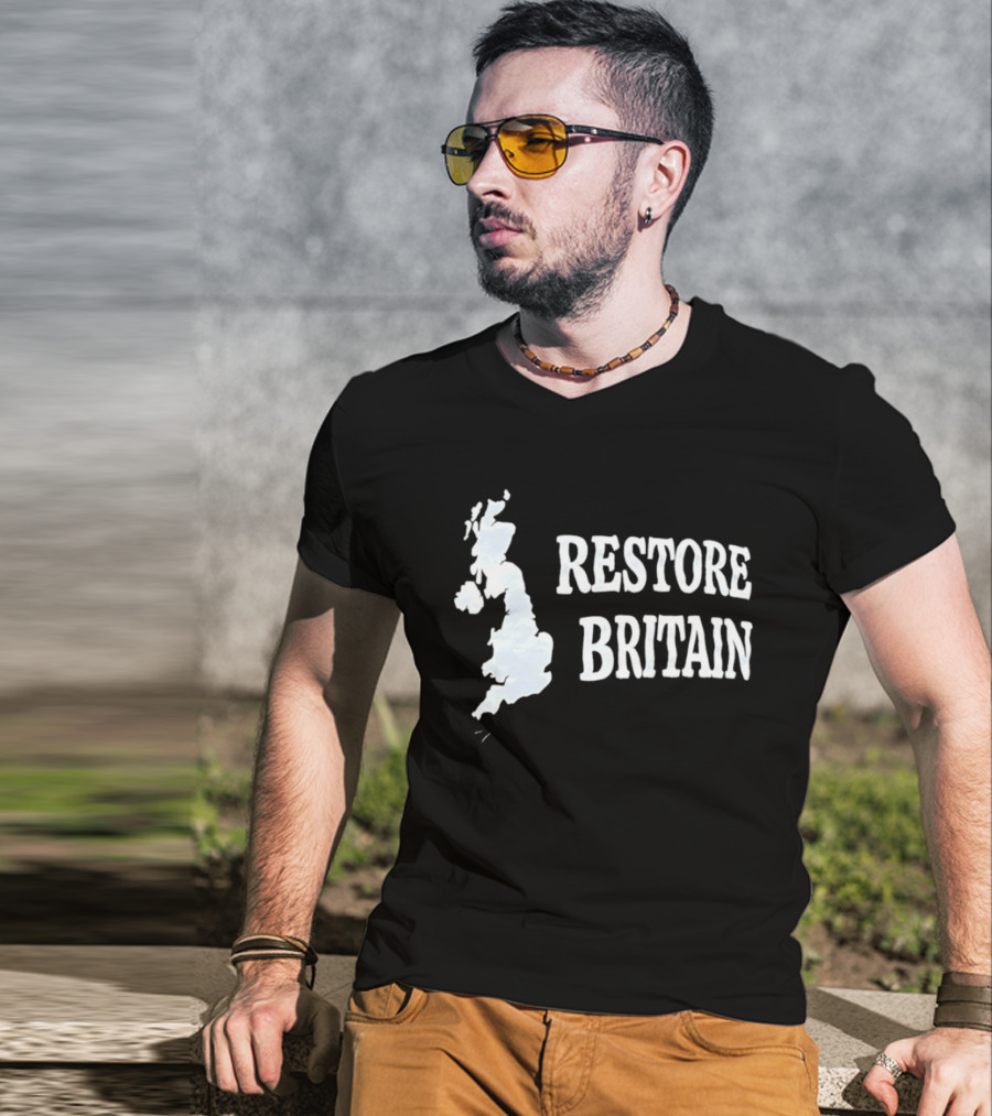 Restore Britain Map Text With United Kingdom T-Shirt