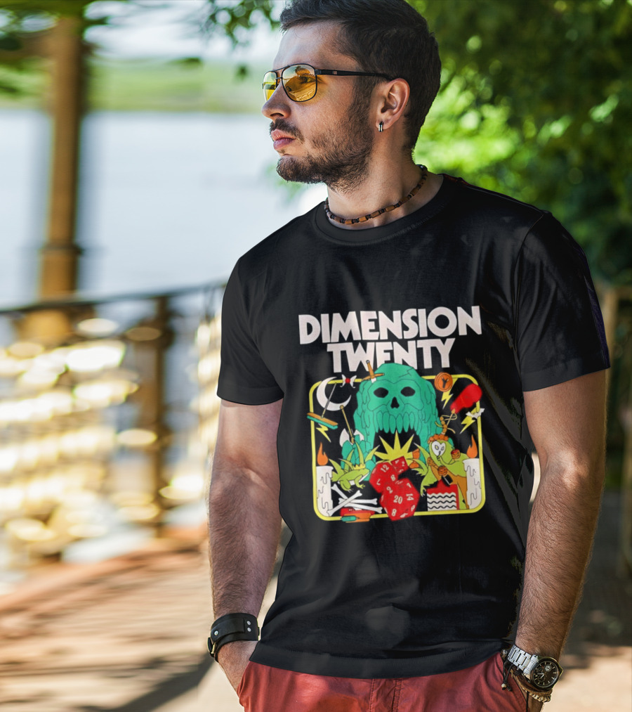 Dimension Twenty RPG Dice Skull Adventure T-Shirt