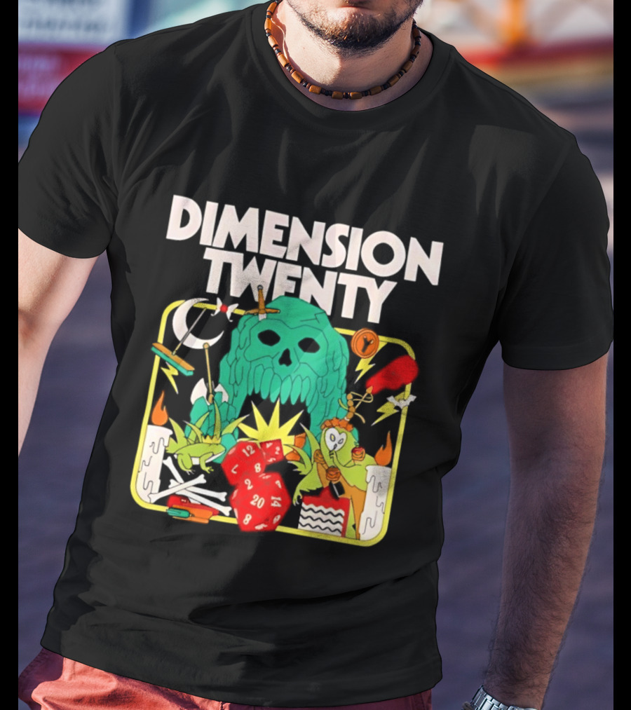 Dimension Twenty RPG Dice Skull Adventure T-Shirt