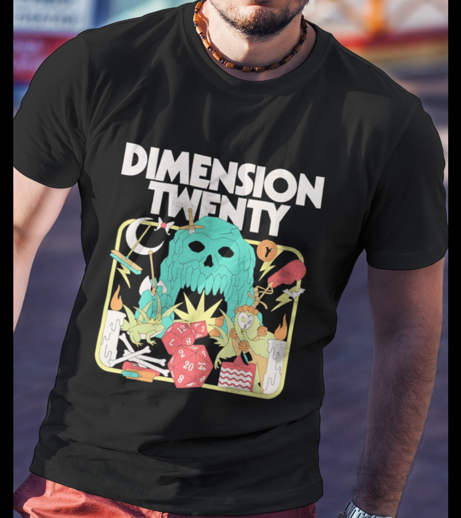 Dimension Twenty Skull Dice Fantasy Adventure T-Shirt