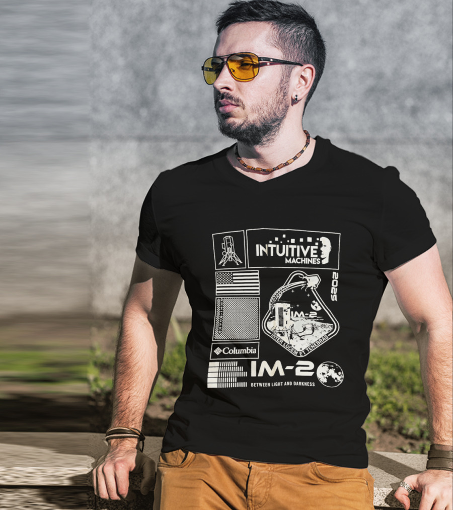Intuitive Machines IM 2 Mission Lunar Lander Space Exploration 2025 Lunar Light And Darkness T-Shirt