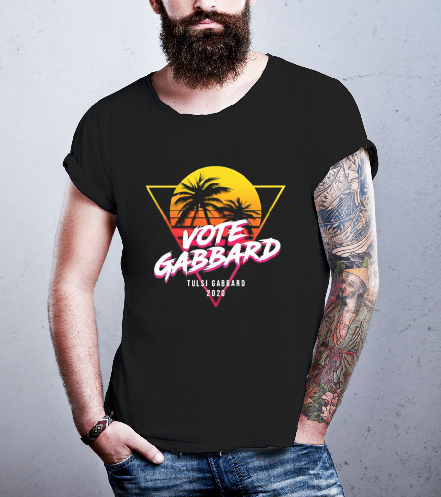 Vote Gabbard Tulsi Gabbard 2020 Sunset Palm Trees T-Shirt