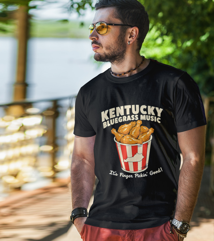 Kentucky Bluegrass Music It's Finger Pickin' Good Fried Chicken Bucket T-Shirt