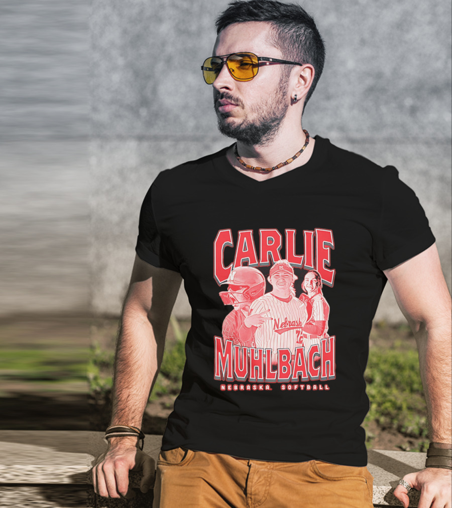 Carlie Muhlbach Nebraska Softball Vintage 90s T-Shirt