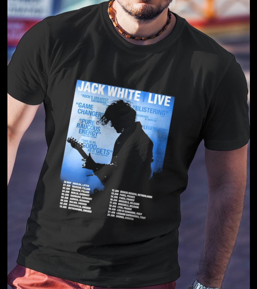 Jack White Live Europe 2026 Tour Dates Schedule Legendary Rock Concert Experience T-Shirt