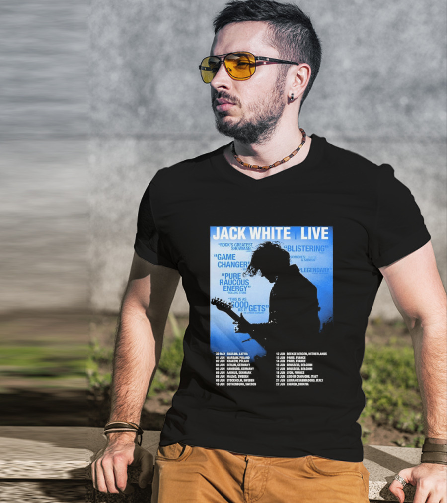 Jack White Live Europe 2026 Tour Dates Schedule Legendary Rock Concert Experience T-Shirt
