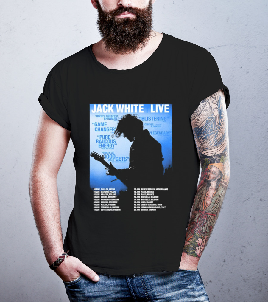 Jack White Live Europe 2026 Tour Dates Schedule Legendary Rock Concert Experience T-Shirt