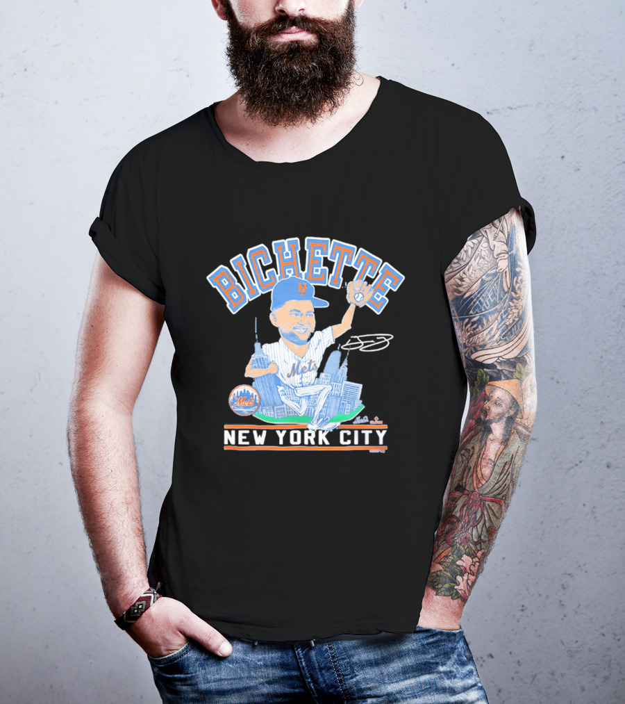 New York Mets Bichette Caricature New York City Tri Blend T-Shirt