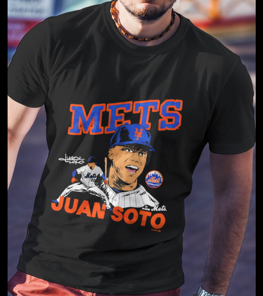 Mets Juan Soto Caricature Tri Blend T-Shirt