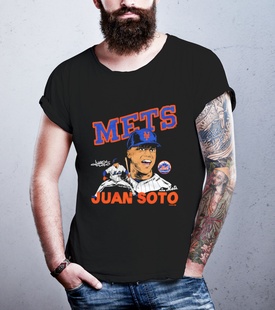Mets Juan Soto Caricature Tri Blend T-Shirt