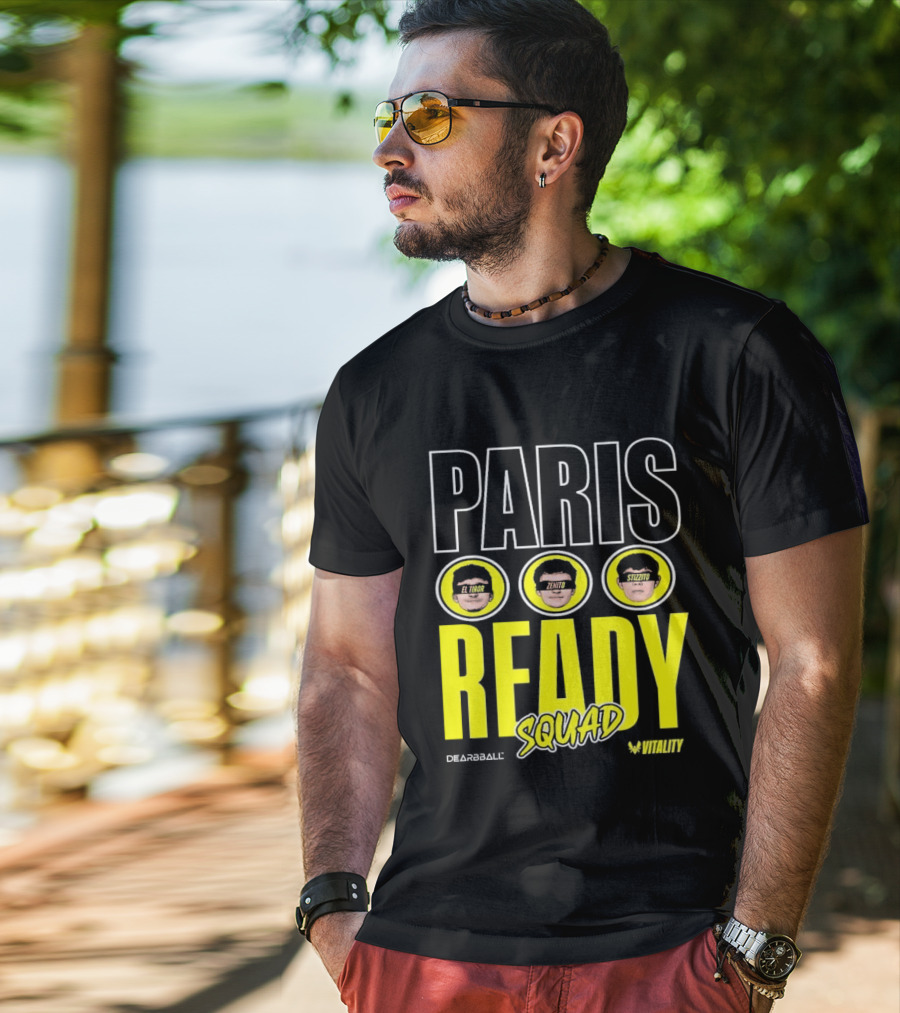 Paris Ready Squad Dearbball Vitality Text Faces T-Shirt
