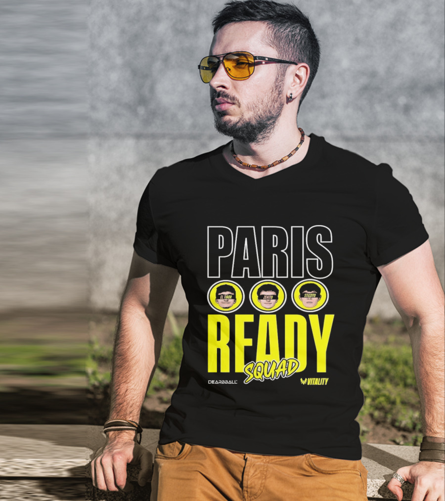 Paris Ready Squad Dearbball Vitality Text Faces T-Shirt