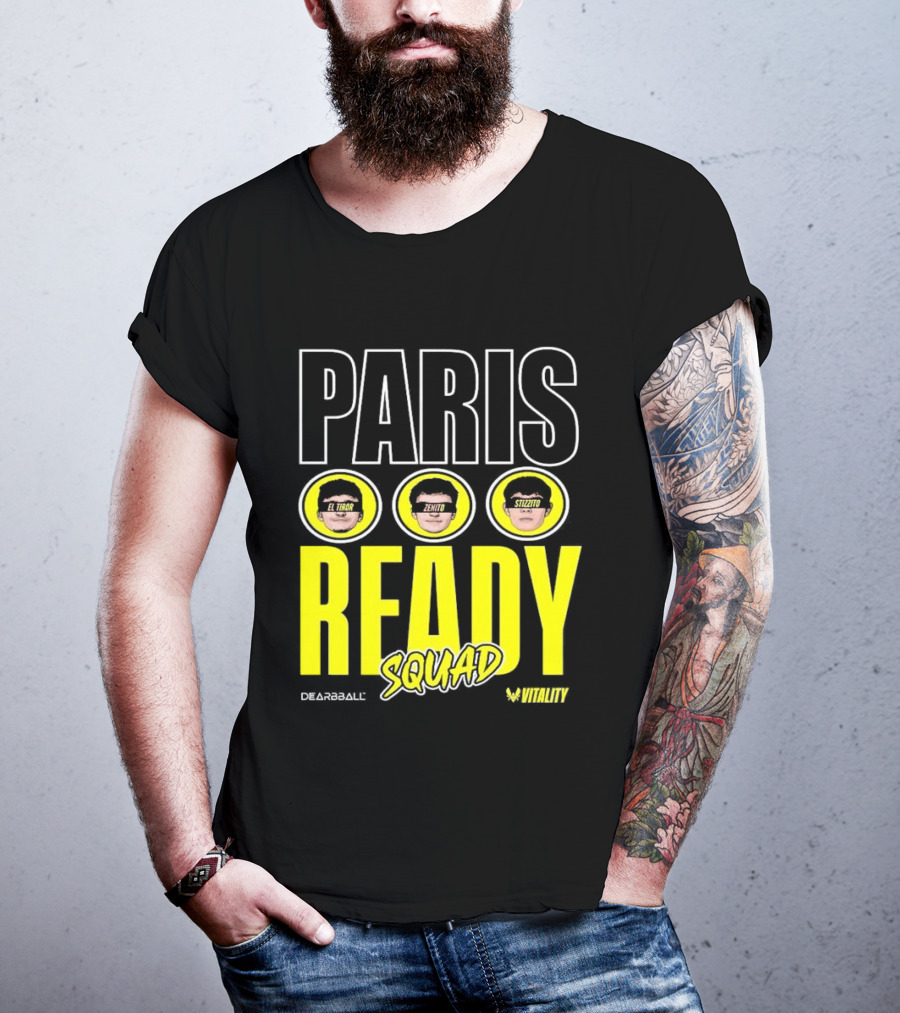 Paris Ready Squad Dearbball Vitality Text Faces T-Shirt