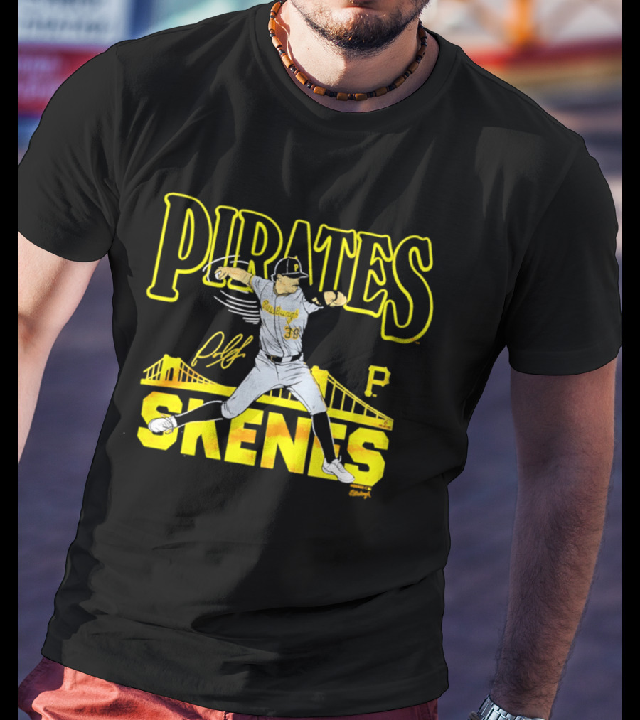Pittsburgh Pirates Paul Skenes Signature Bridge T-Shirt