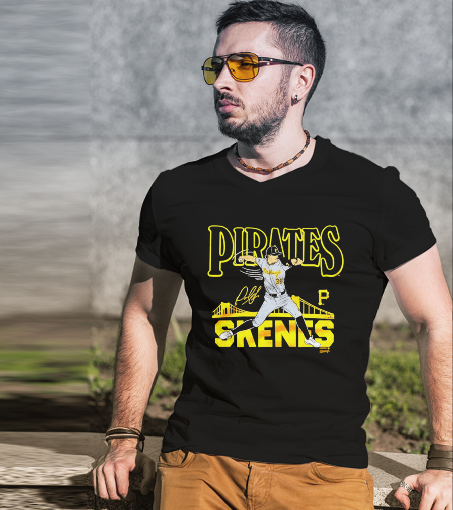 Pittsburgh Pirates Paul Skenes Signature Bridge T-Shirt