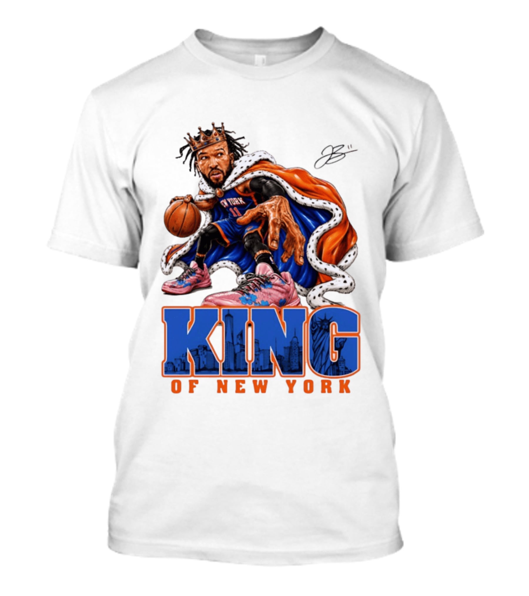 Jalen Brunson King Of New York Knicks Crown Cape T-Shirt