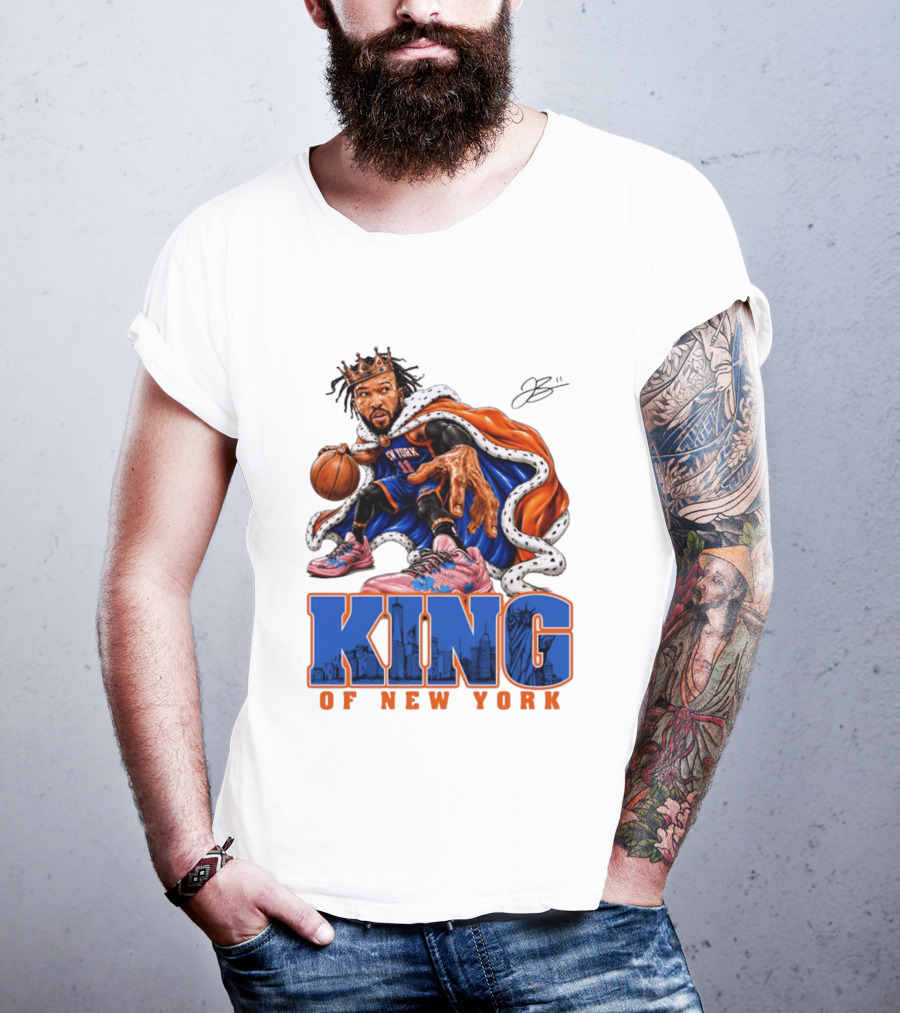 Jalen Brunson King Of New York Knicks Crown Cape T-Shirt