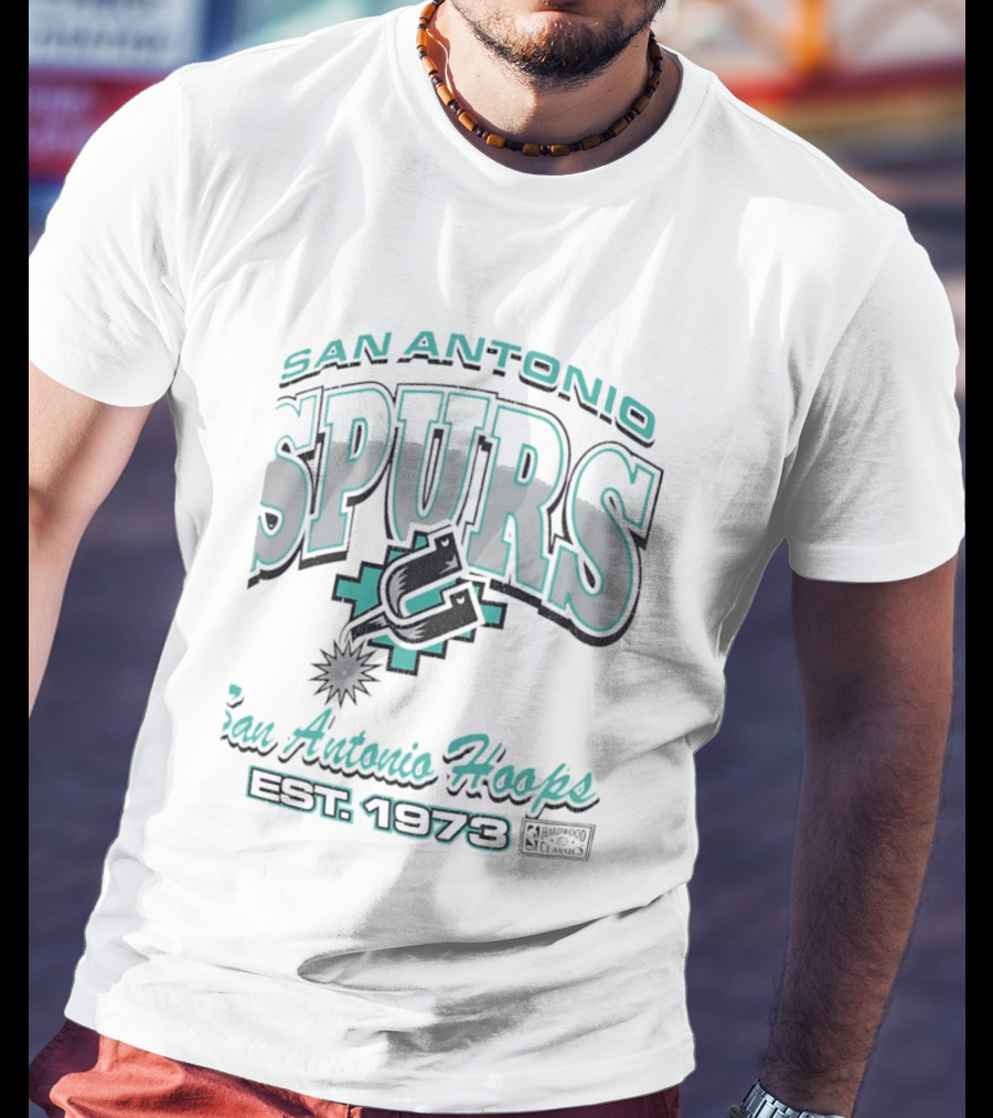 San Antonio Spurs San Antonio Hoops Est 1973 Hardwood Classics NBA Basketball T-Shirt