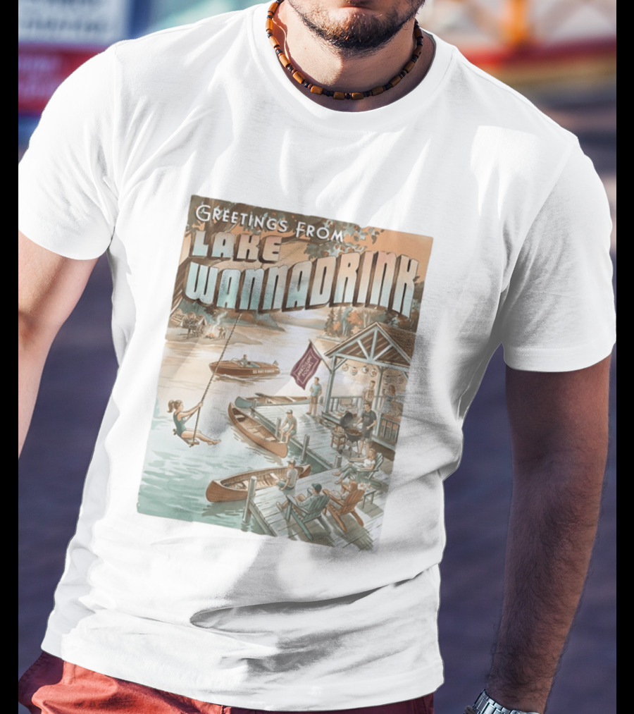 Greetings From Lake Wannadrink Goat Island Madison Social Fat Finger T-Shirt