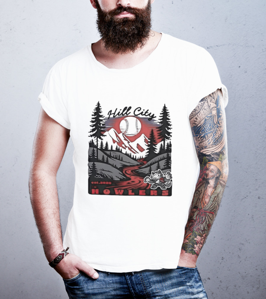 Hill City Howlers Est 2020 Mountain Pine Tree Forest Nature Sports T-Shirt
