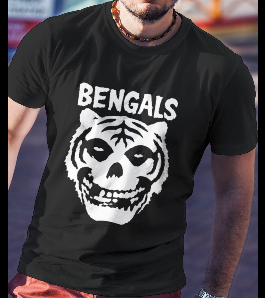 Bengals Skull Tiger Face Fusion T-Shirt