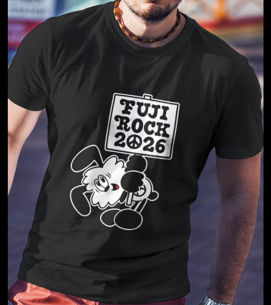 Fuji Rock 2026 Peace Sign Cartoon T-Shirt