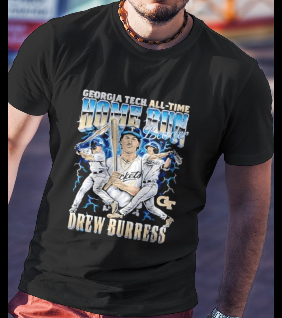 Georgia Tech All Time Home Run Drew Burress GT Baseball Players T-Shirt