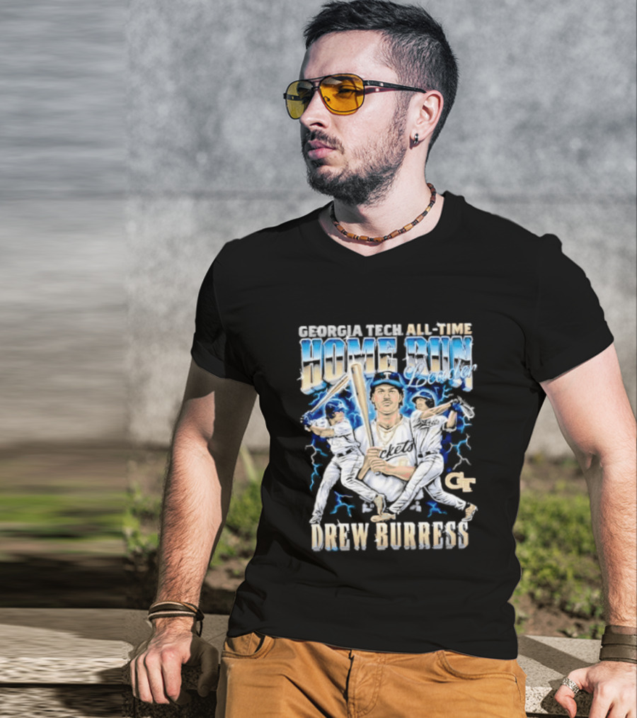 Georgia Tech All Time Home Run Drew Burress GT Baseball Players T-Shirt