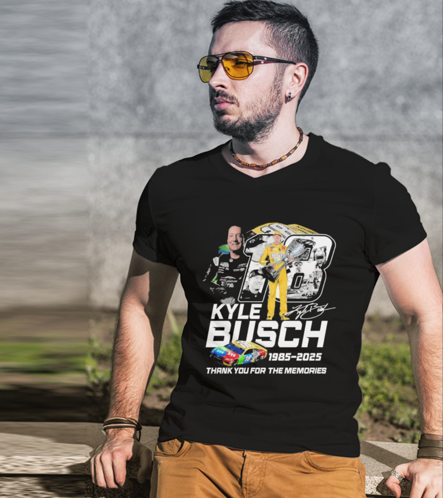 Kyle Busch Racing 1985 2025 Thank You For The Memories 18 Car NASCAR T-Shirt