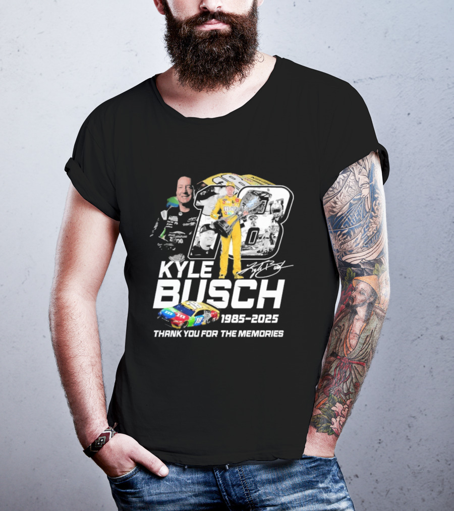 Kyle Busch Racing 1985 2025 Thank You For The Memories 18 Car NASCAR T-Shirt