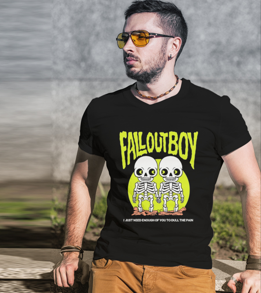 Fall Out Boy Twin Skeleton I Just Need Enough Of You To Dull The Pain T-Shirt