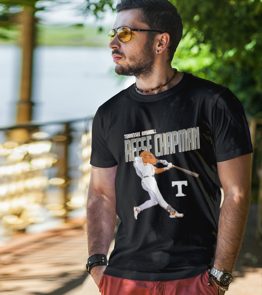 Tennessee Baseball Reese Chapman Swinging Action T-Shirt