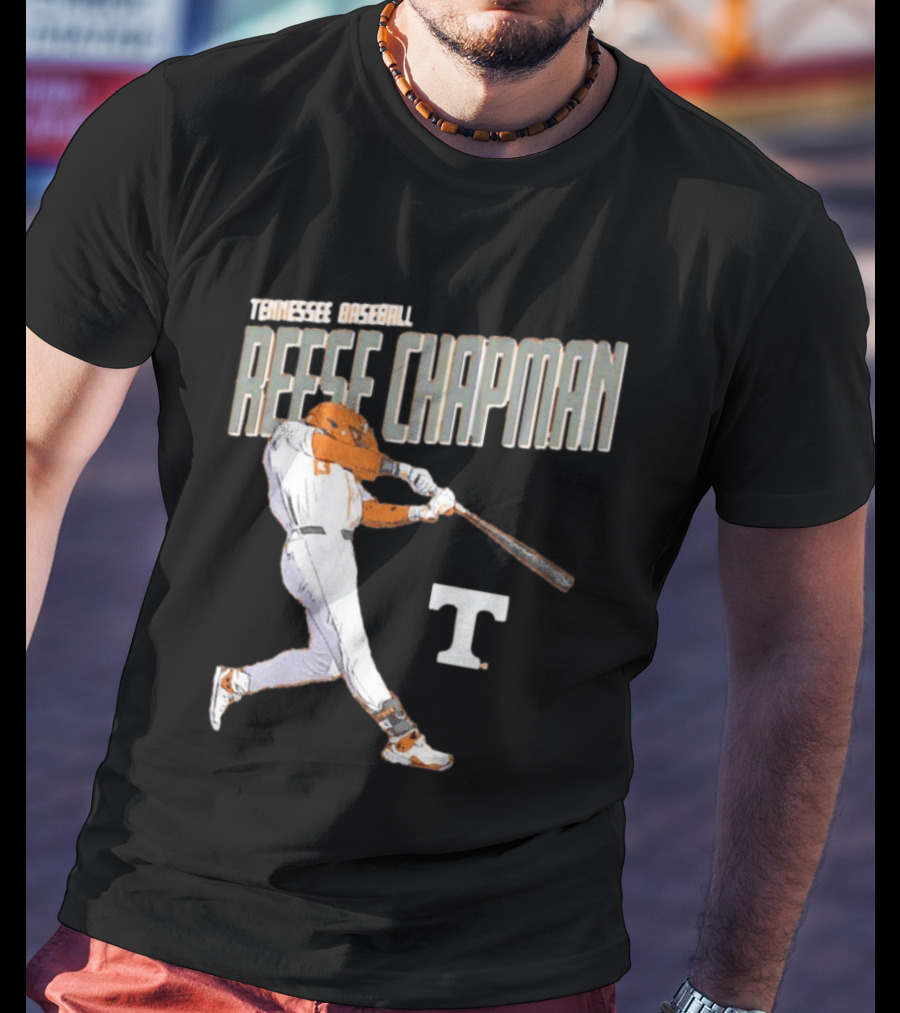 Tennessee Baseball Reese Chapman Swinging Action T-Shirt