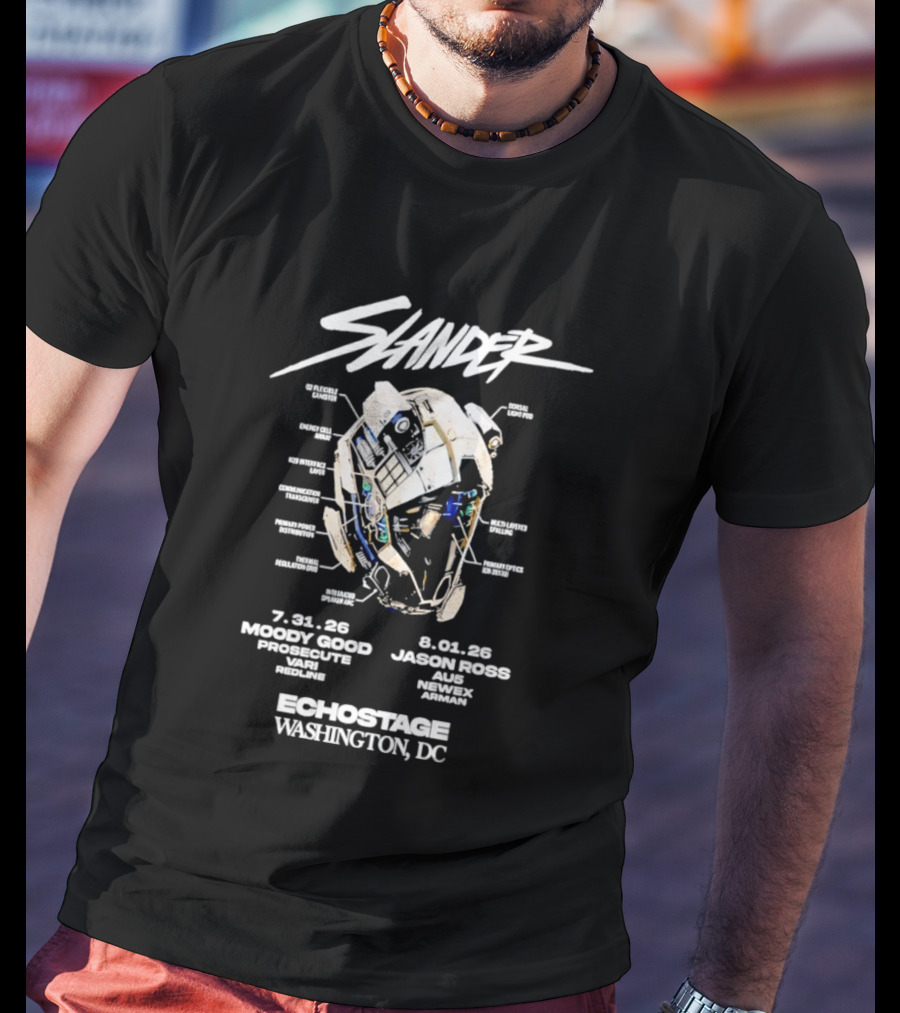 Slander Echostage Washington DC Tour 2026 Moody Good Proxibit Jason Ross AU5 Dabin Mystic Grizzly 7.31.26 9.01.26 Helmet T-Shirt