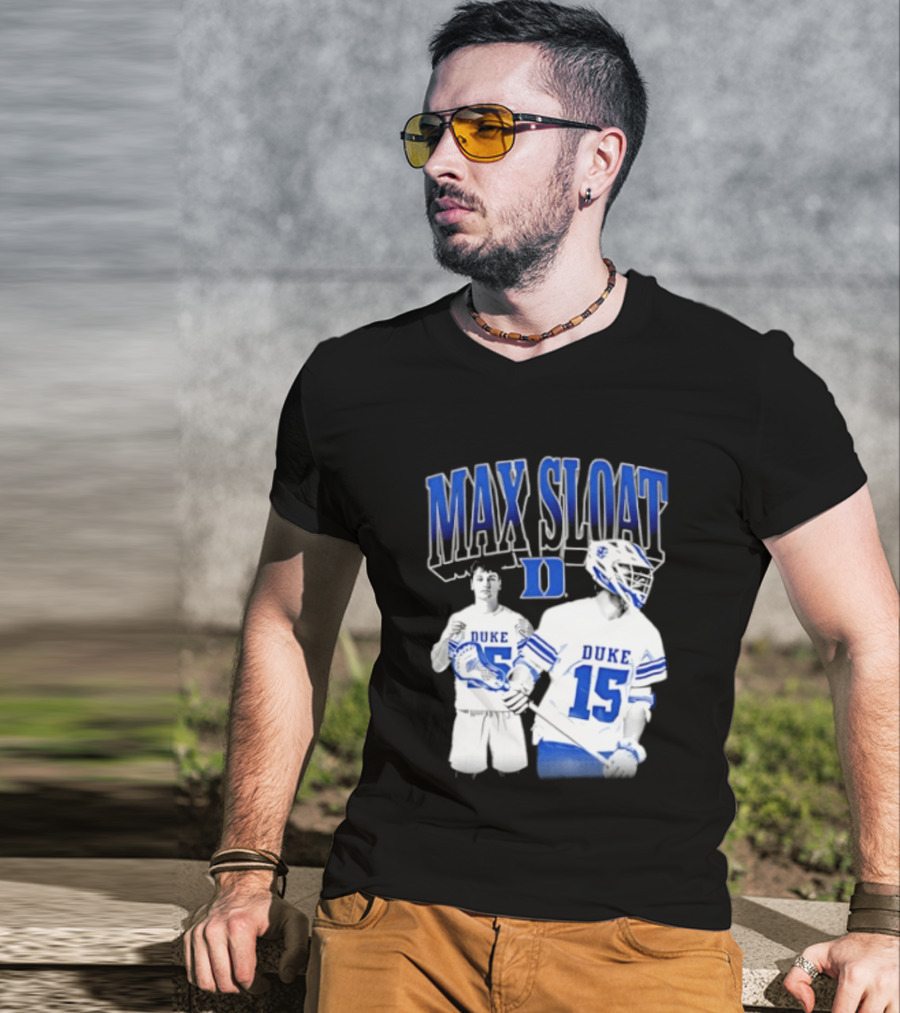 Max Sloat Duke Blue Devils Lacrosse Number 15 Sports Fan Gear T-Shirt