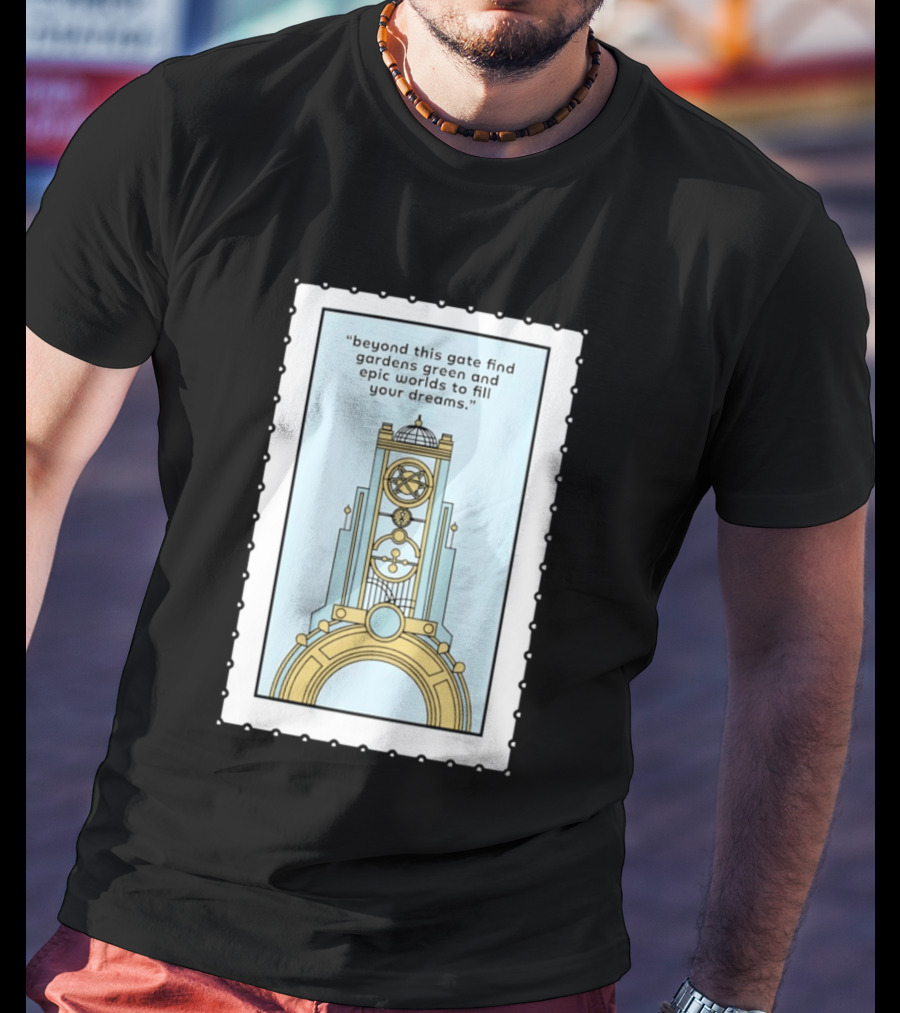 Epic Worlds Gate Tower Dreams Imagination Steampunk Deco Fantasy T-Shirt