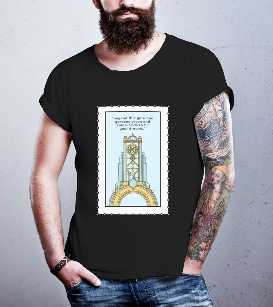 Epic Worlds Gate Tower Dreams Imagination Steampunk Deco Fantasy T-Shirt