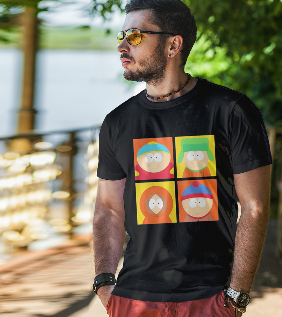 South Park Characters Cartman Kyle Kenny Stan Pop Blocks T-Shirt