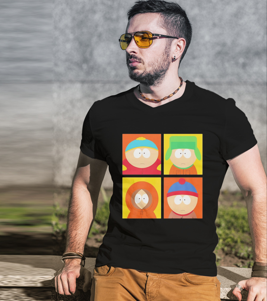 South Park Characters Cartman Kyle Kenny Stan Pop Blocks T-Shirt
