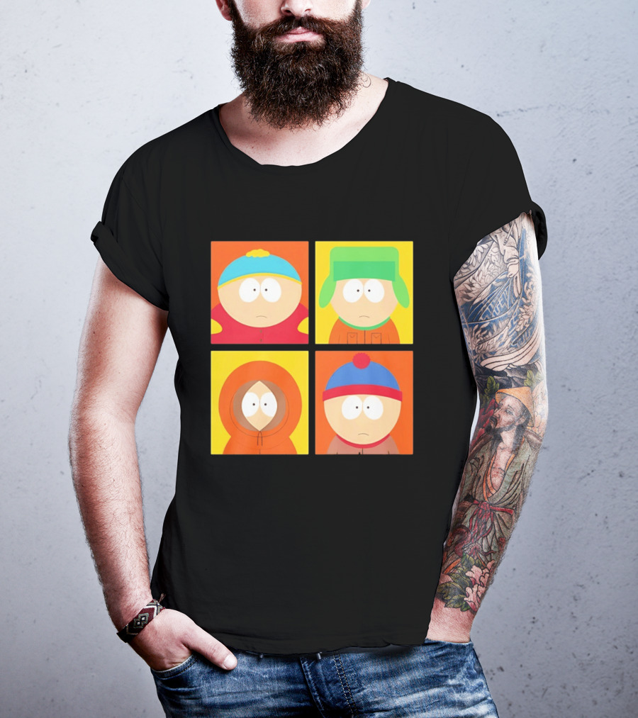 South Park Characters Cartman Kyle Kenny Stan Pop Blocks T-Shirt
