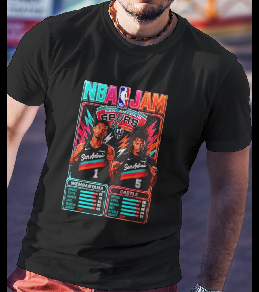 NBA Jam Wembanyama Castle San Antonio Spurs T-Shirt