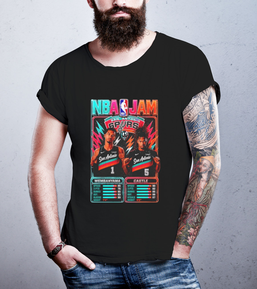 NBA Jam Wembanyama Castle San Antonio Spurs T-Shirt